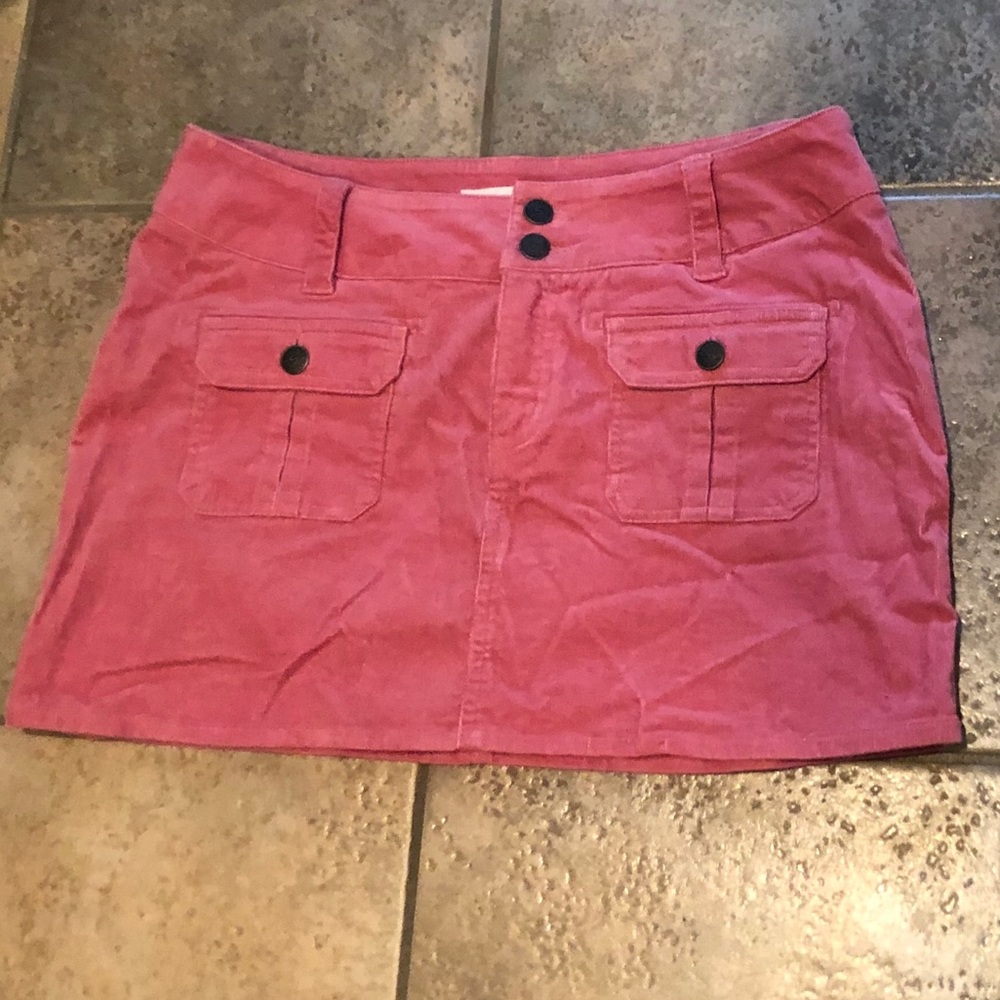 Pink mini skirt bodycon corduroy with pockets